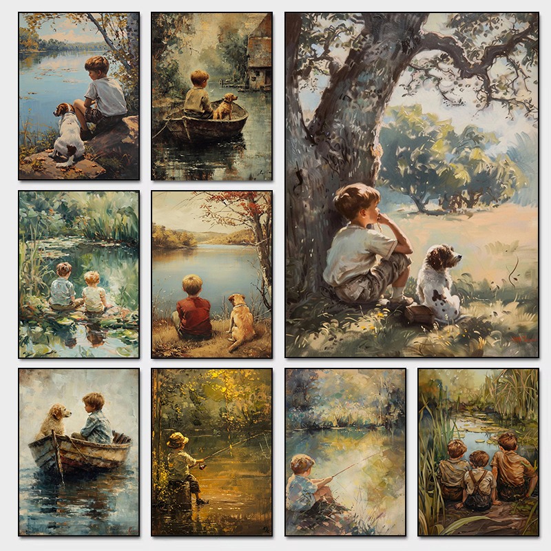 Outdoor Adventure With Kids - Poster artistico vintage per la camera
