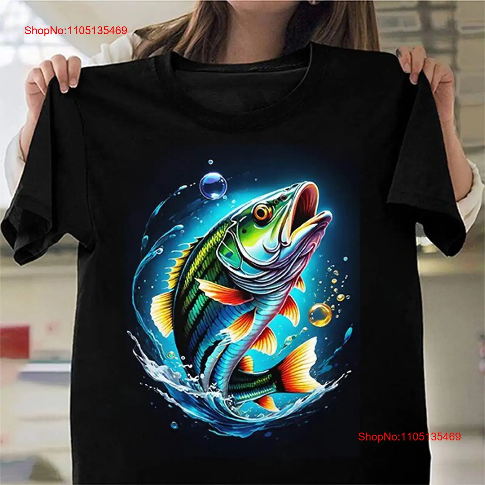 Outdoor Adventure Ideas - Maglietta Jumping Fish Idea Divertimento Pesca