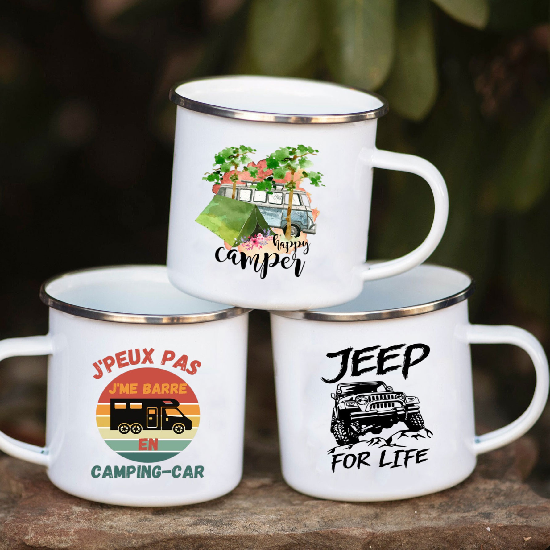Outdoor Adventure Ideas - Campeggio auto smalto tazza avventura insieme